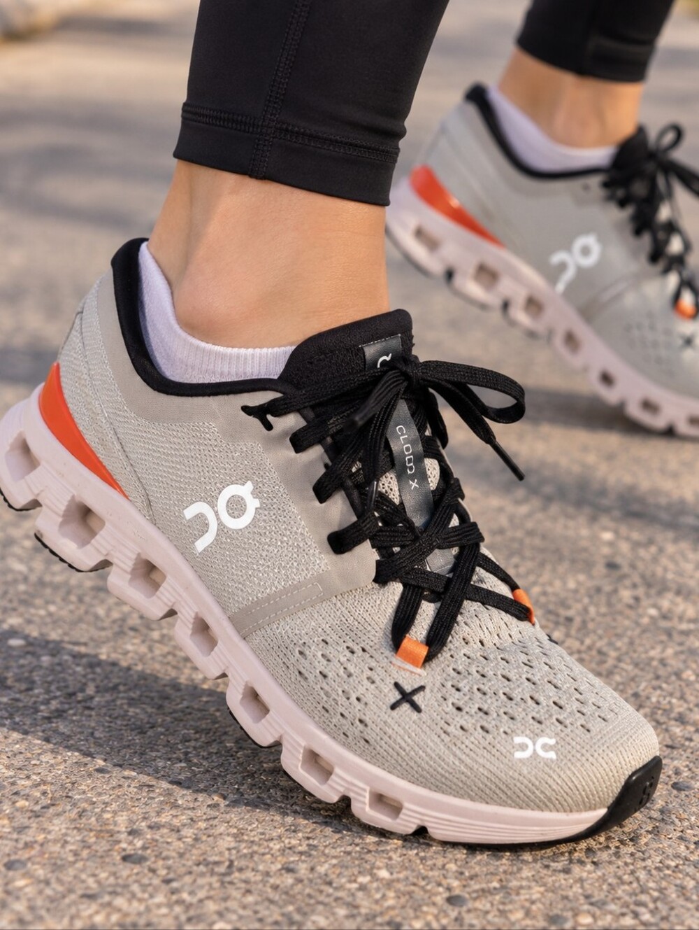 On Cloud X Women’s 6.5 Gray Black Orange Running Training Sneakers